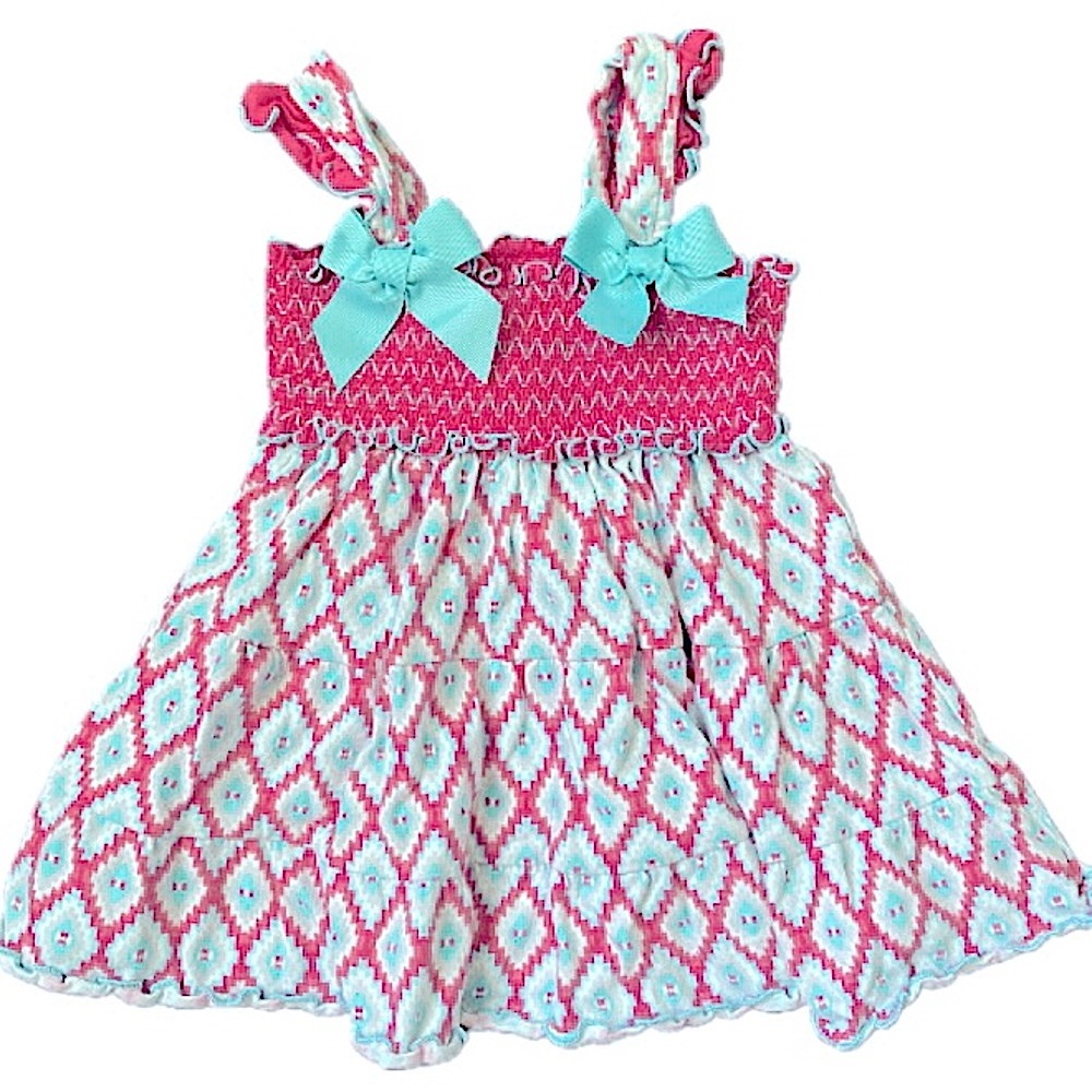 Sophie Rose Baby Dress Size 12 Months Pink Blue White